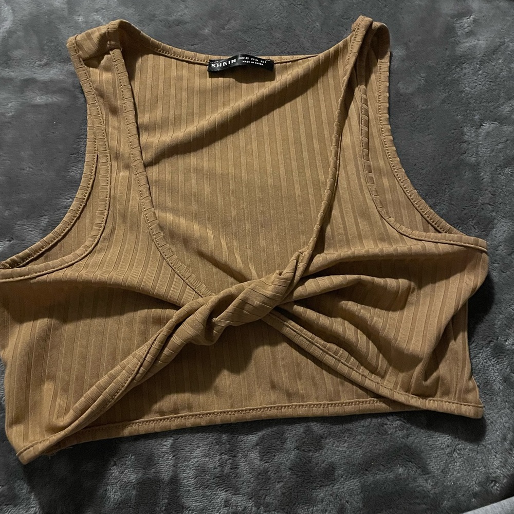 xs tan crop top from shein